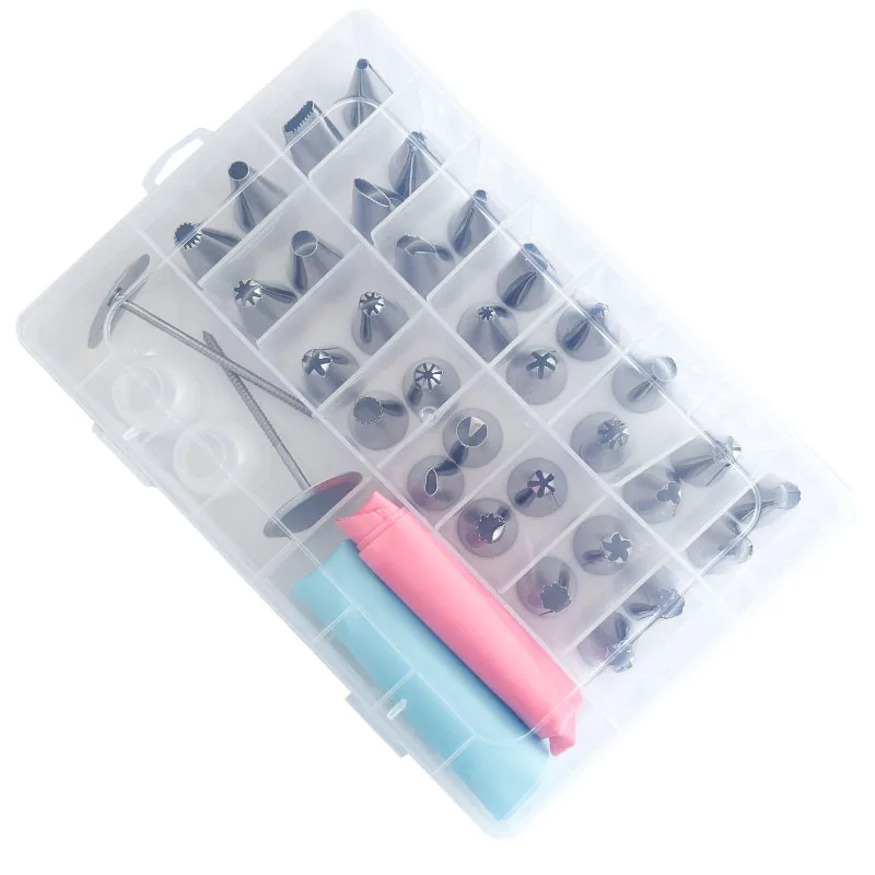 Stainless Steel Decorating Nozzle Bag Boxed Bean Cookie Puff Squeezing Nozzle Novice Diy Cream Cake Decorating Tool
