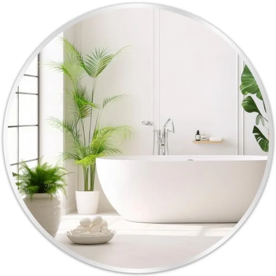 

Round Mirror for Wall 24 inch - Circle Mirror for Bathroom, Entryway, Living Room, Hallway, Vanity Decor, Small Matte Metal Fra