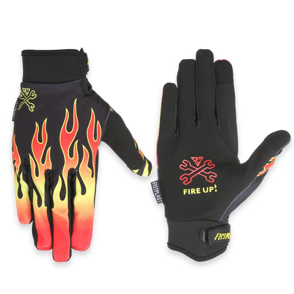 New Fistplast 13 Colour Flame Pattern Touch Screen Riding Off-Road Motorcycle Bicycle Wear-Resistant Long Finger Gloves S