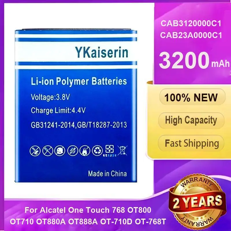 

Mobile Phone Battery CAB3120000C1 CAB23A0000C1 3200mAh For Alcatel One Touch 768 OT800 OT710 OT880A OT888A OT-710D OT-768T