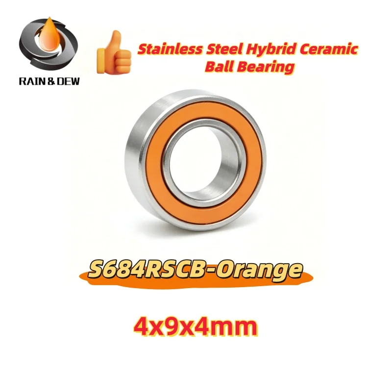 1Pcs S684 2RS CB ABEC7 4X9X4 mm 684 Stainless Steel Hybrid Ceramic Ball Bearing Without Grease Fast Turning