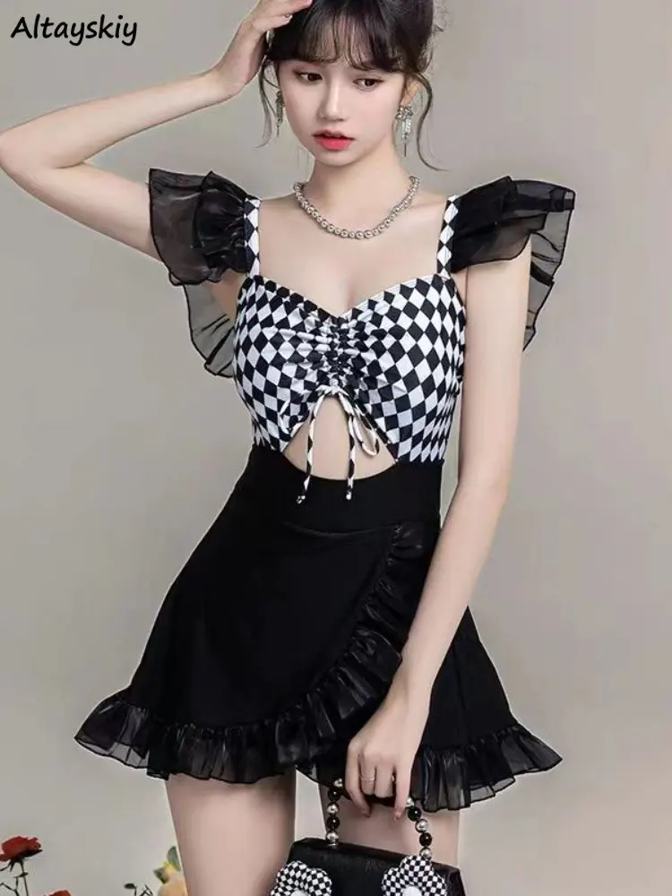 Cover-up pour femmes, Style plage, maillot de bain conservateur, été, douce princesse, Slim, ajouré, volants, Design Ins vacances, populaire, 2023