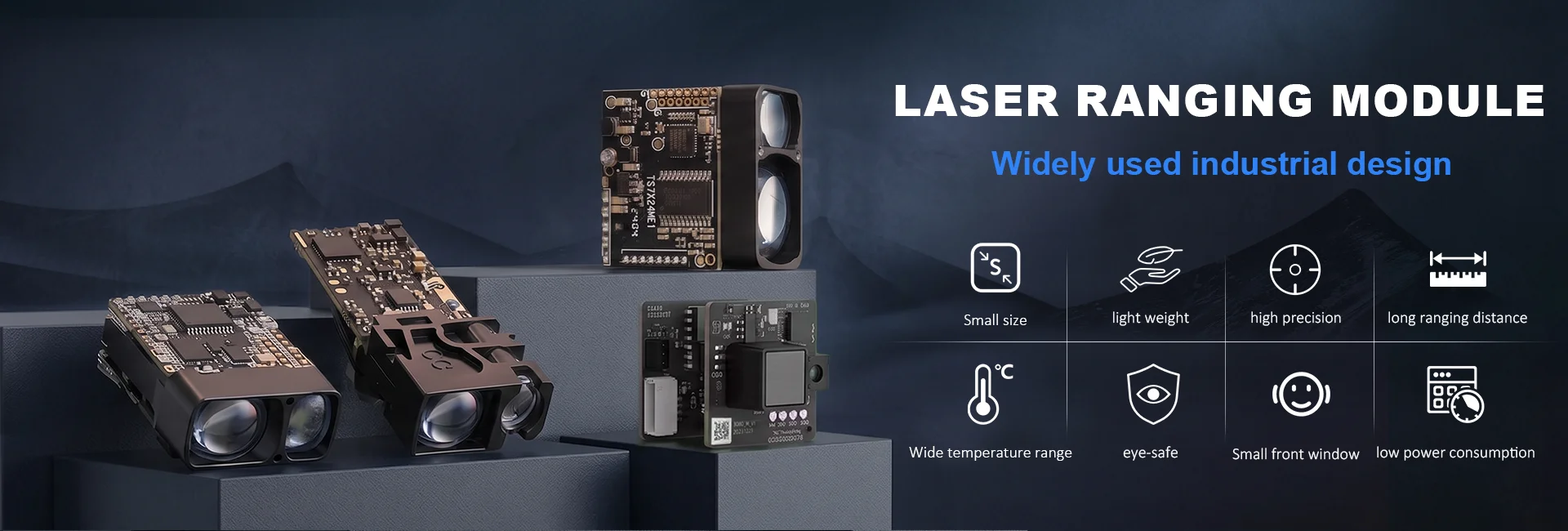 9*3mrad, 905nm, 1000m, 600mW Laser Rangefinder Module Type L1 | 6PIN 0.8mm Pitch Terminal