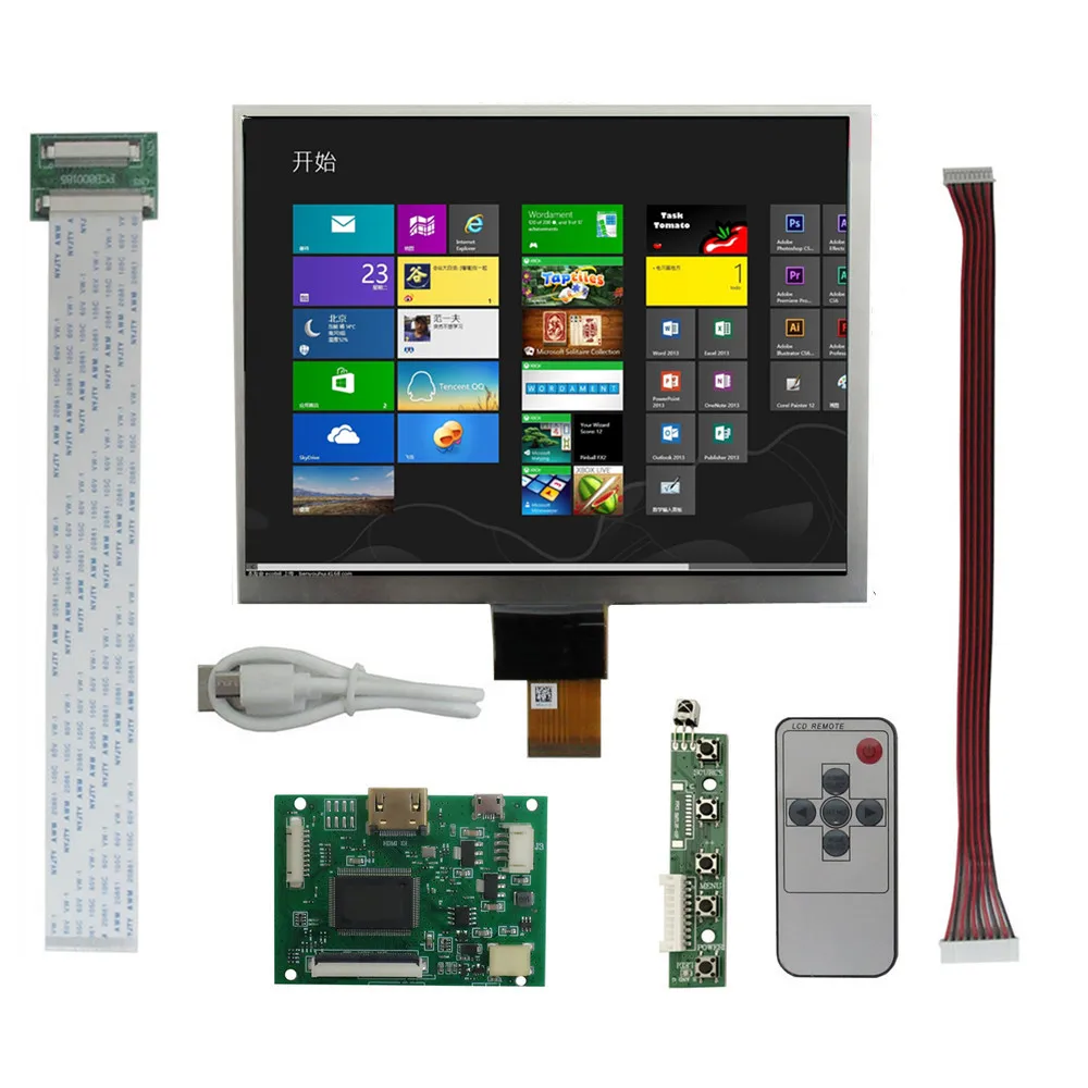 

8-дюймовый портативный ЖК-экран HJ080IA-01E IPS 4:3 с HDMI и платой управления для Raspberry Pi и ПК