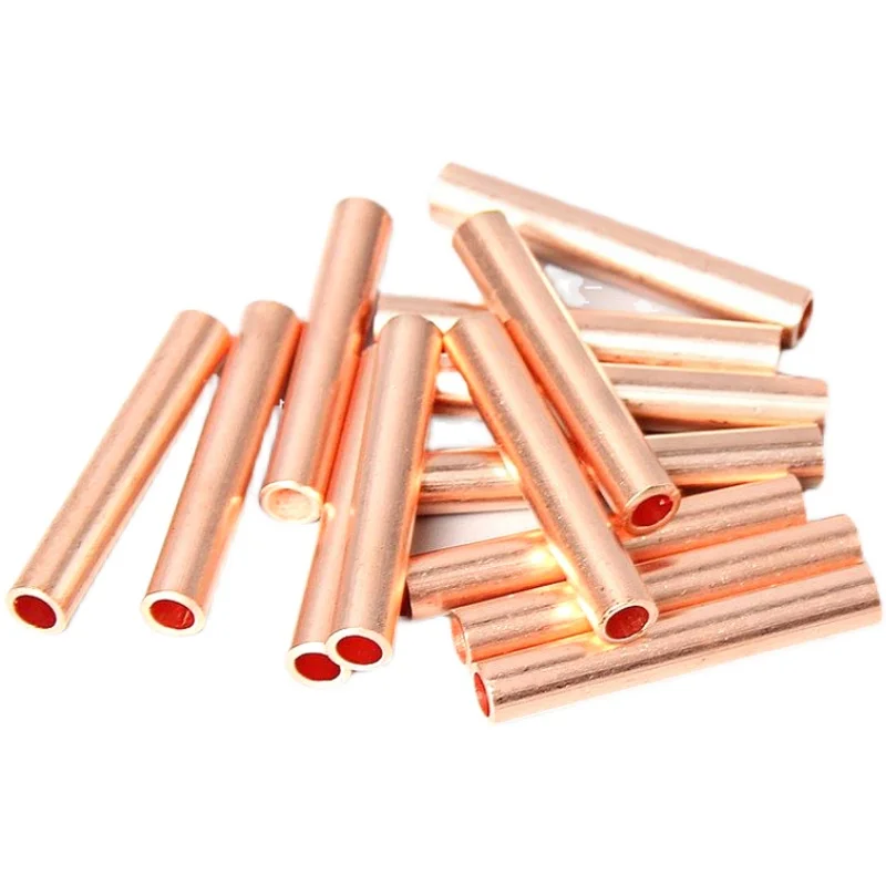 100PCS GT Copper Connecting Pipe Wire Joint Small Copper Tube Small Copper Tube Copper Connection Tube Wire Connector