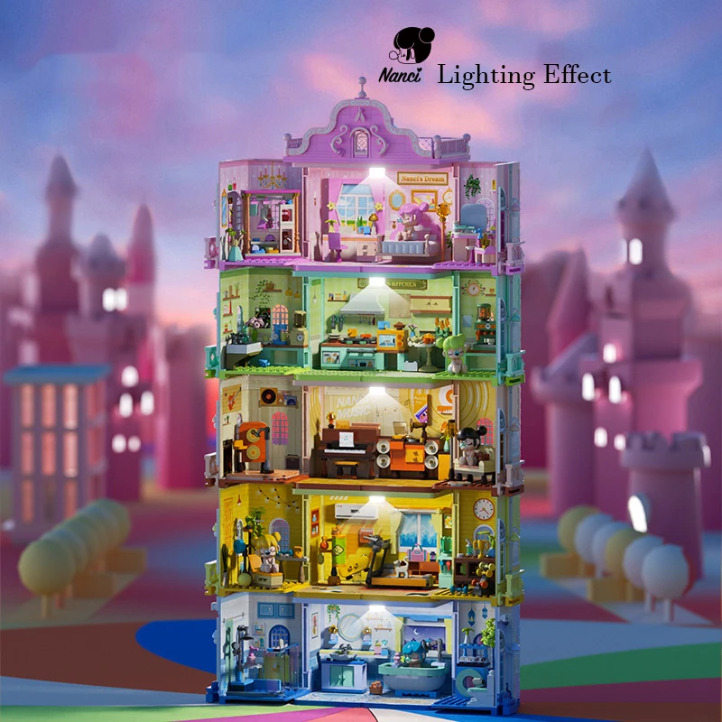 Super Town Nanci Princess Bedroom Music Room Stacking House Building Blocks Street View Gift for Girls