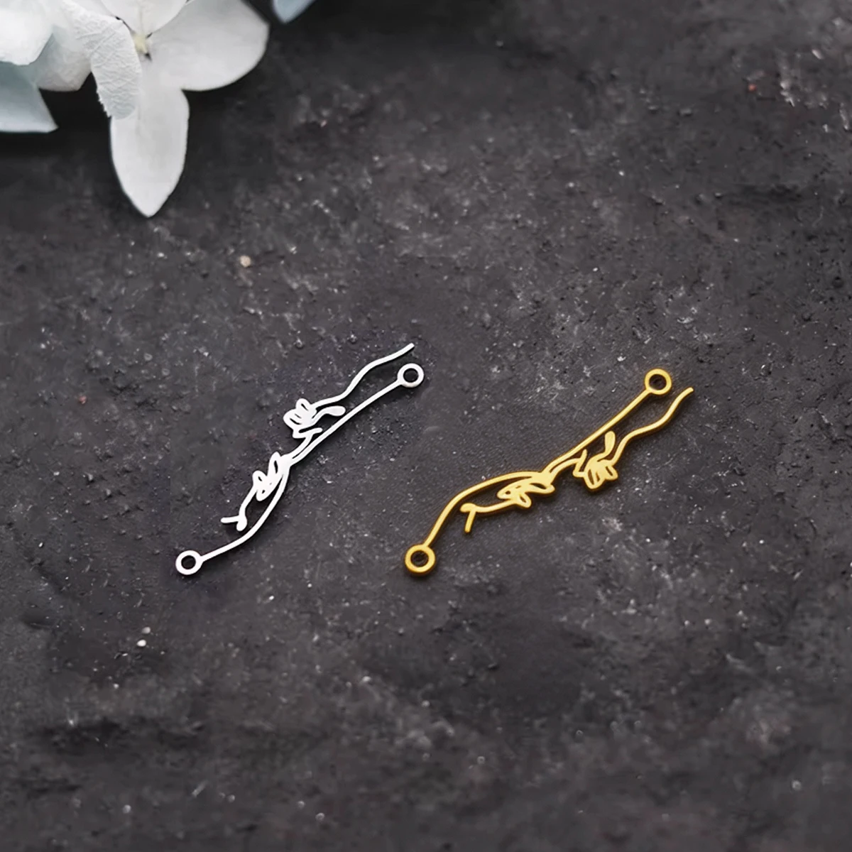 3pcs Hand In Hand Charms Stainless Steel Line Art Holding Hands Pendant Connector for DIY Jewelry Making Necklace Earrings
