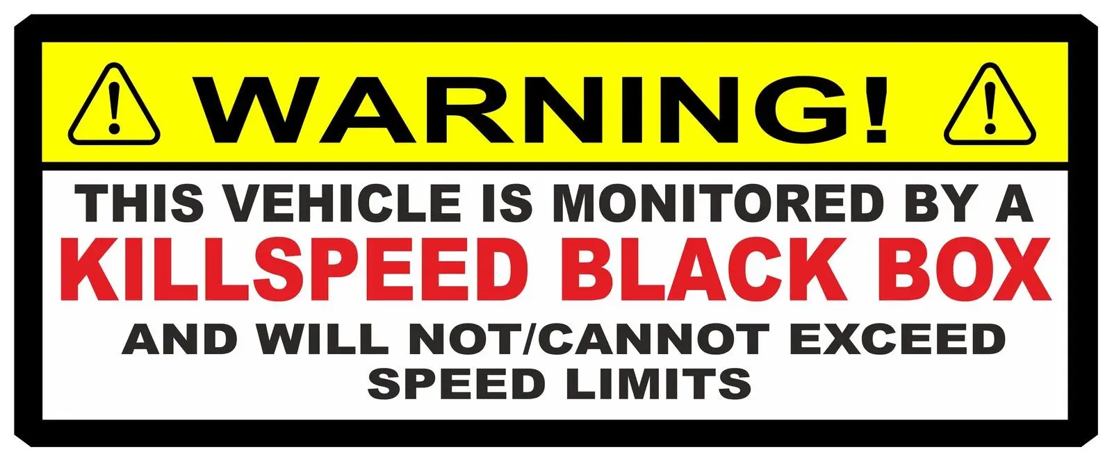 THIS VEHICLE IS BLACK BOX MONITORED WARNING CAR STICKER YOUNG DRIVER SPEED LIMIT  Decal