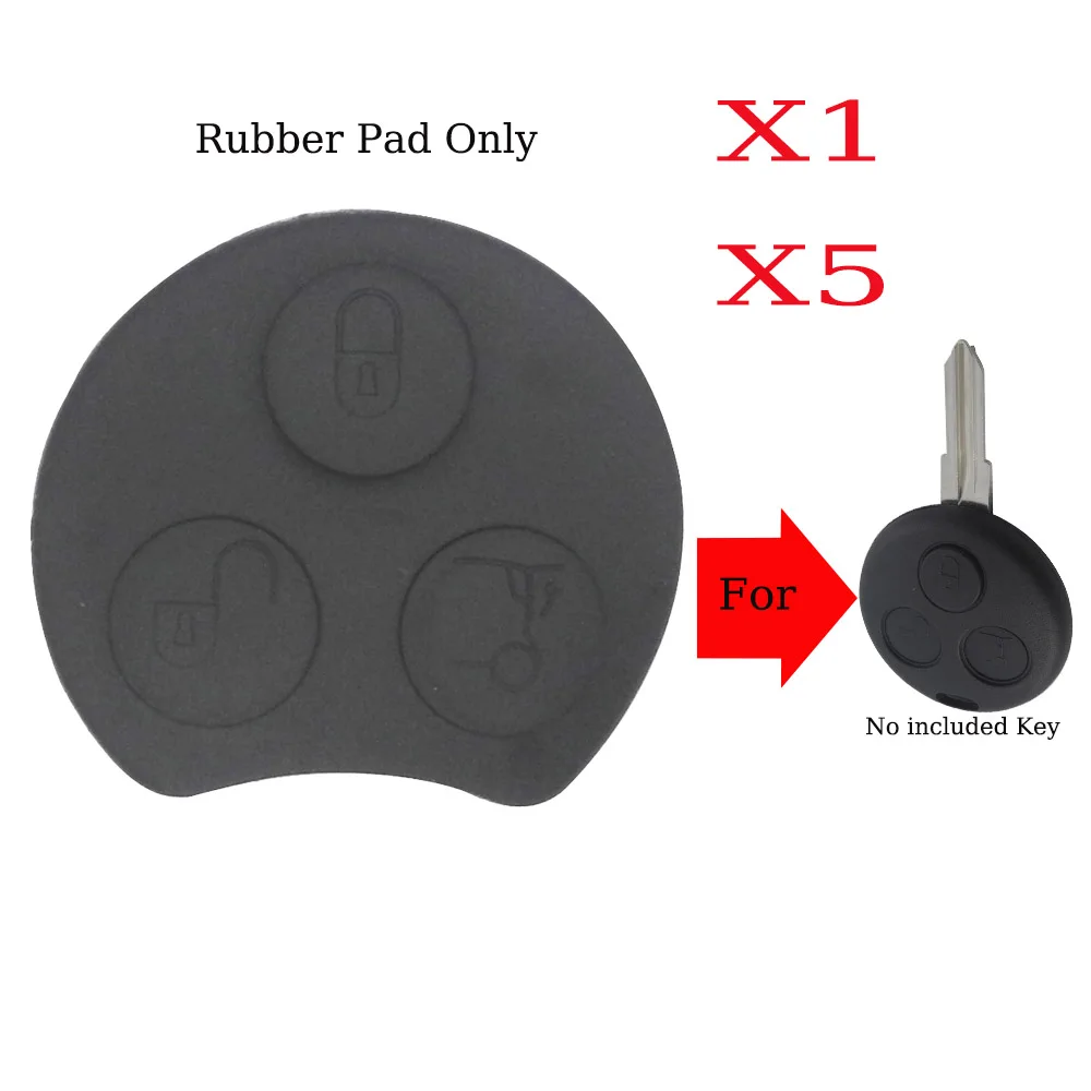 

Чехол для автомобильного ключа Jingyuqin X1 X5, резиновый, для Mercedes-Benz Smart Car City Roadster Fortwo, 3 кнопки, с накладкой