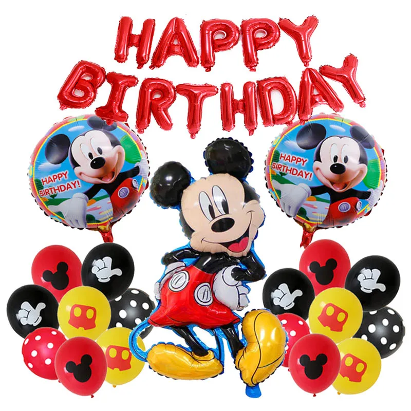 14pcs Disney Mickey Mouse & Friends Mickey Mouse Number Balloon Set Birthday Baby Shower Party Decor Balloon Supplies Kids Favor