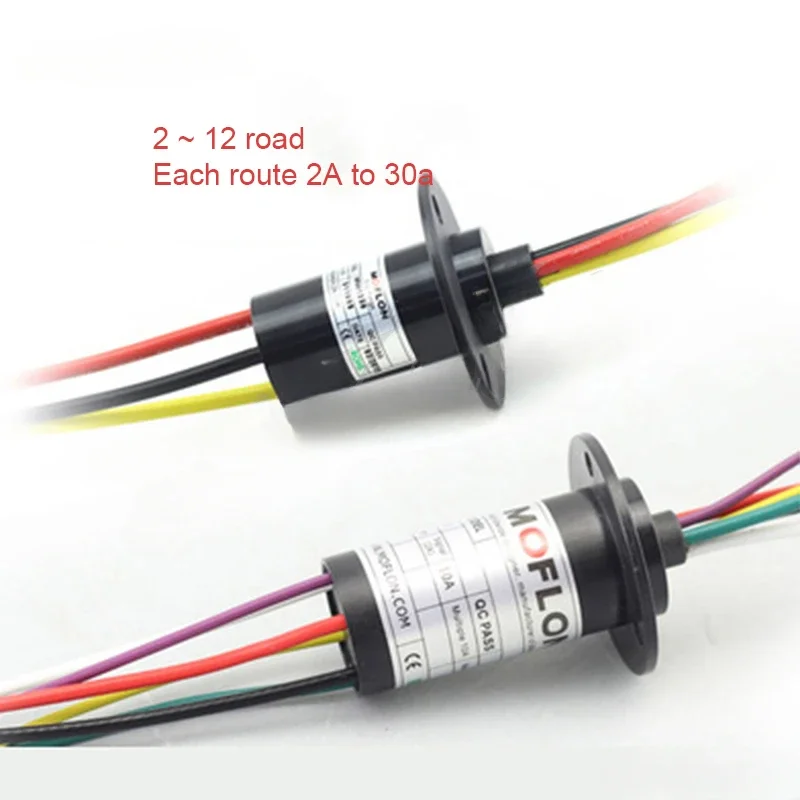 Slip Ring, 2~12 Wires, 2~30A/ring, Rotating Electrical Connector, Moflon Electrical Rotary Joint, Large Current, Wind, Capsule