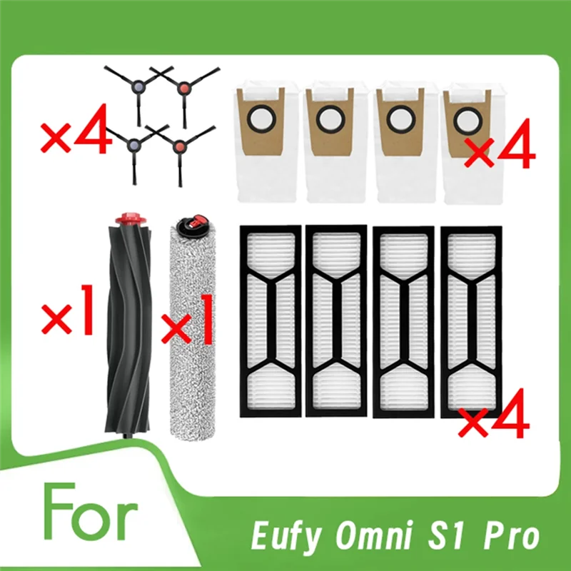 AC39-For Eufy Omni S1 Pro Sweeping Machine Accessories Main Side Brush Filter Dust Bags Long Lasting Spare Accessories