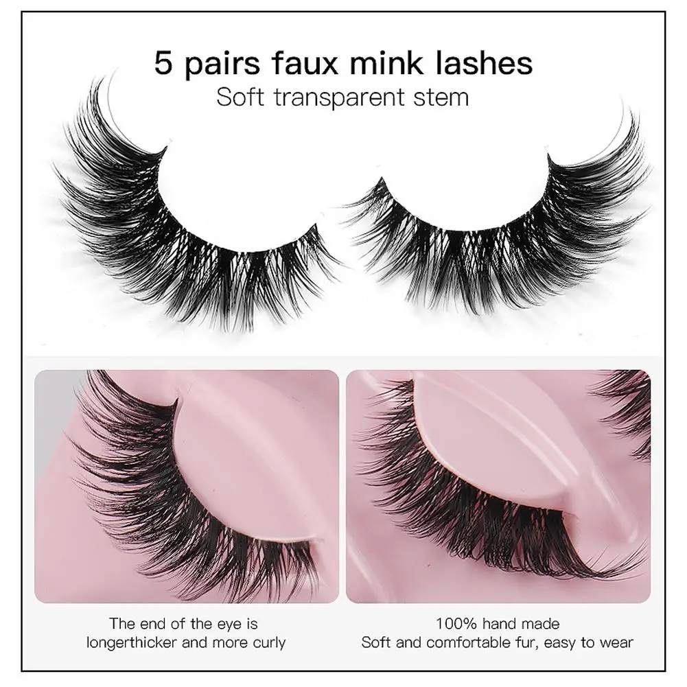 5 paar schuine vliegende vos valse wimpers natuurlijke dikke wimpers simuleren kattenwimpers make-up groothandel kattenwimpers
