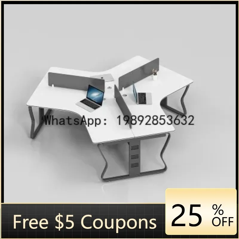 Z5 Simple School Computer Three-Person Staff Desk and Chair Set Office Partition Work Station for 6 Employees