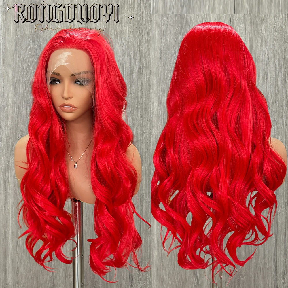 Hot Red Wig Synthetic Lace Front Wig Body Wave Colored Hair Lace Wigs For Women Synthetic Hair Lace Wigs Cosplay Anime Front