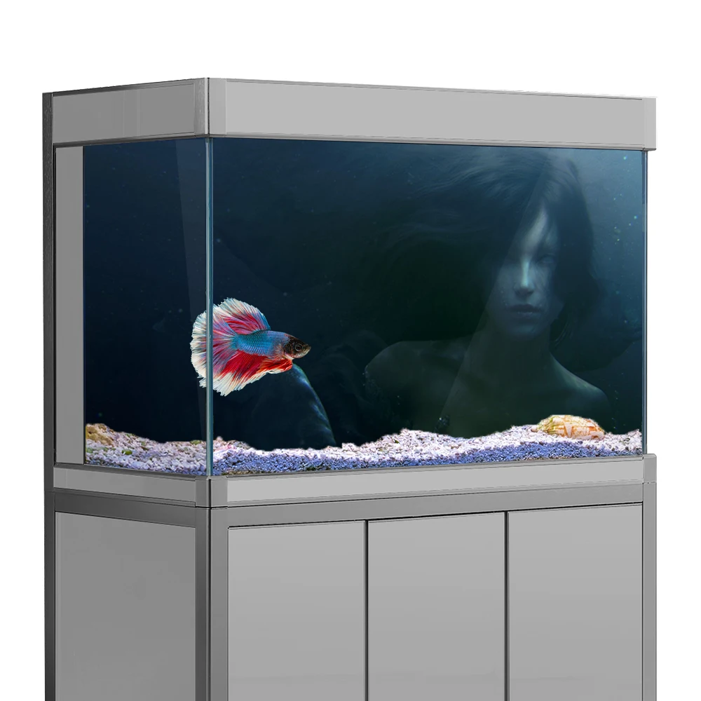 

Aquarium Background Sticker,Mermaid Underwater Woman HD Printing Wallpaper Fish Tank Backdrop Decorations PVC Landscape Poster