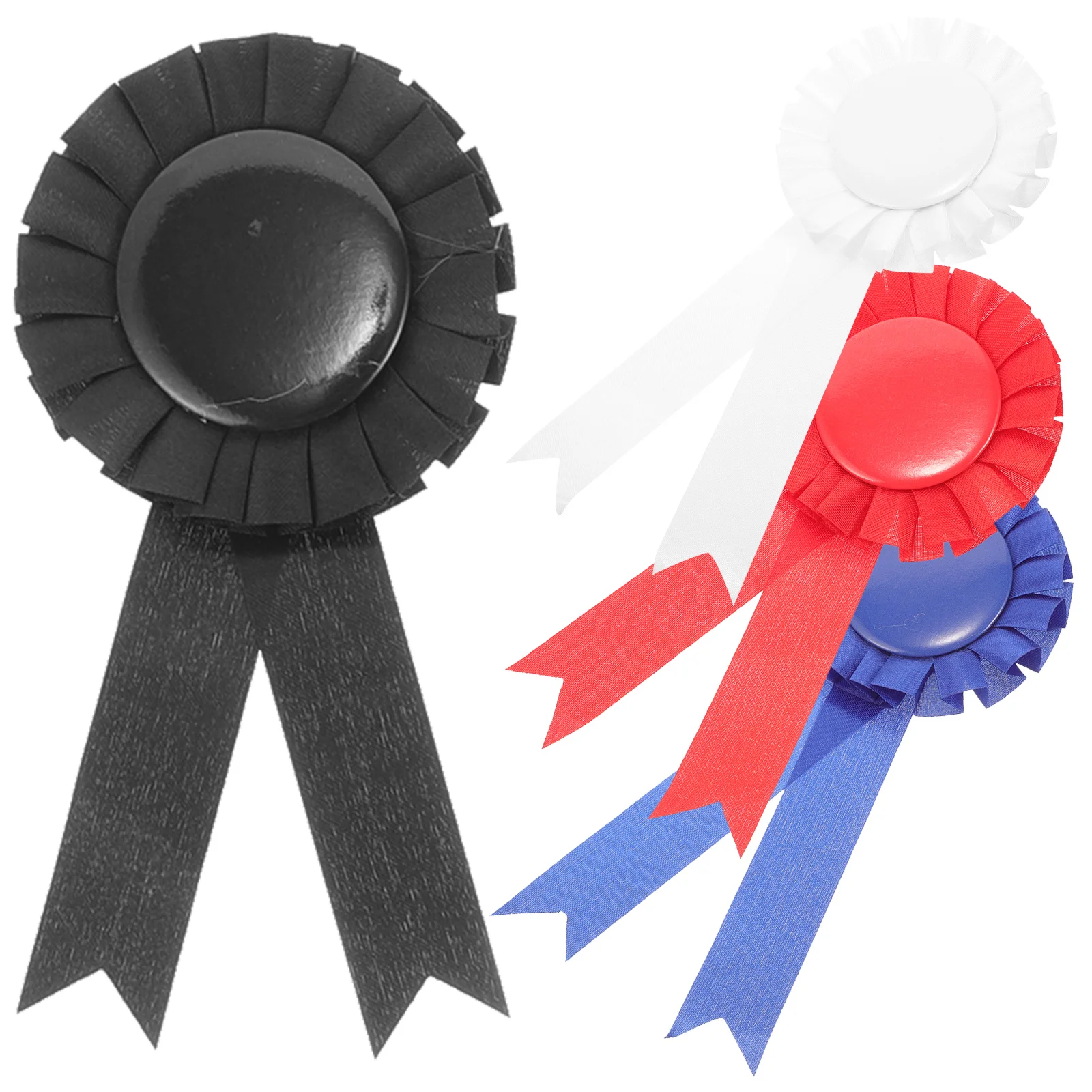 4Pcs Blank Badge with Pin DIY Ribbon Badges for Awards Crafts Decorative Medal Ribbons Lightweight Satin Fabric