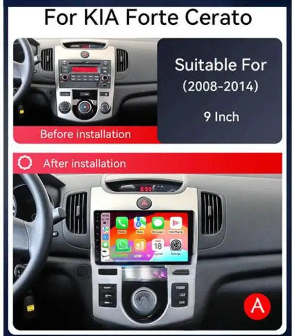 Android Auto Radio For KIA Forte Cerato 2008-2014 GPS Navigation Dash QLED ScreenStereo Head Unit Multimedia Wifi Bluetooth