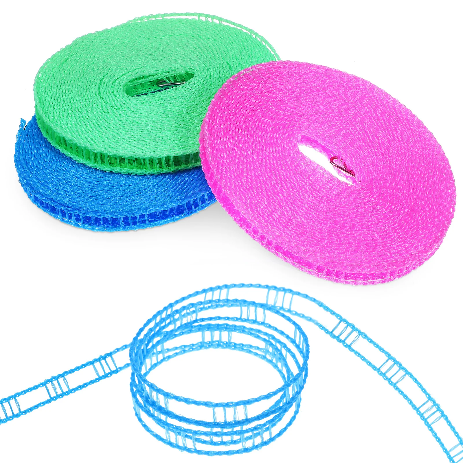 

Heavy Duty Retractable Laundry Line 3 Pack 10M Nylon Clothesline Rope for Indoor Outdoor Use Portable Washing Drying Cord