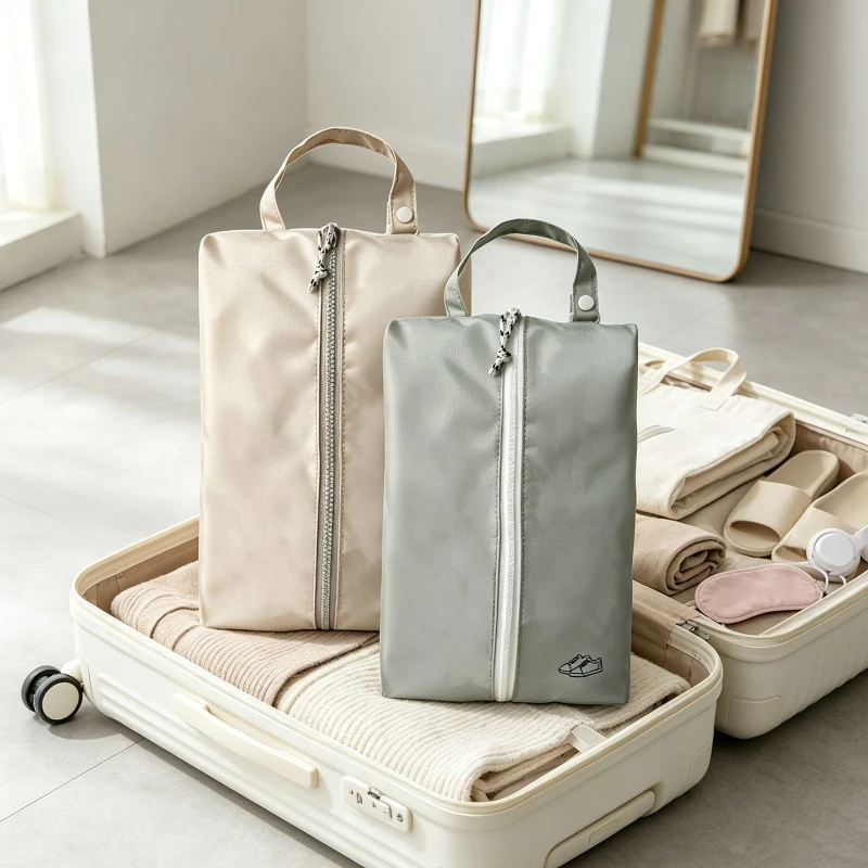 Tragbare 2-in-1 wasserdichte Schuh-Tasche, doppelseitige Schuh-Aufbewahrungstasche, große Kapazität, staubdichter Organizer für Reisen, Fitnessstudio, Gepäck, Sport – Detail 3