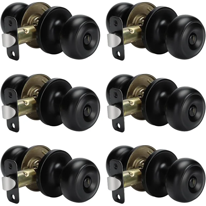 Matte Black Keyless Privacy Door Knob, Black Bedroom Door Knobs, Black Door Knobs Interior