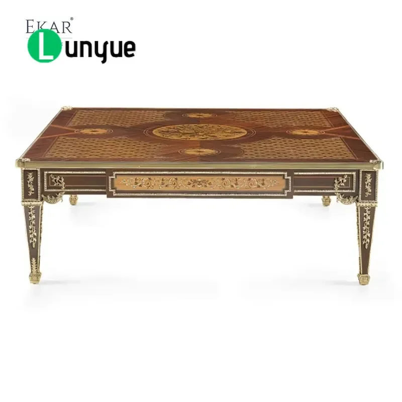 Italian Style Living Room Coffee Table Exquisite Inlay Ornate Decoration Elegant Home Furniture Centerpiece for Modern Decor
