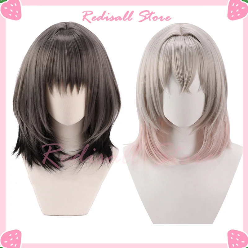 

Oberon Cosplay Wig Grey Pink Short Hair Heat Resistant Game Fate Adult Halloween Role Play Headwear