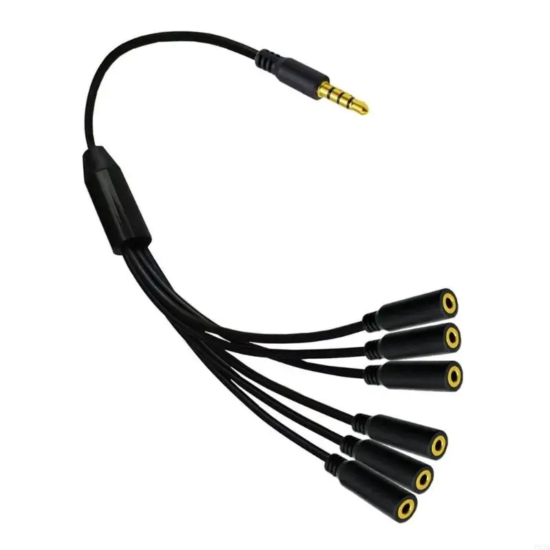 193A Universal 1 Male to 2 3 4 5 6 Female 3.5mm Stereo Splitter Cable 30cm for Phones