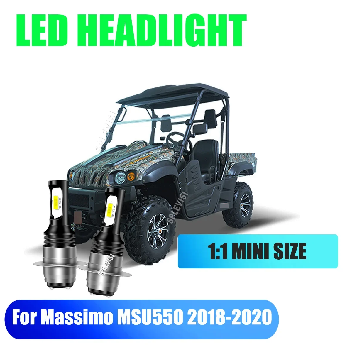 2x 9-16v H6 H6M P15D LED Headlights -effectively dissipate heat through air convection Fits For Massimo MSU550 2018 2019 2020