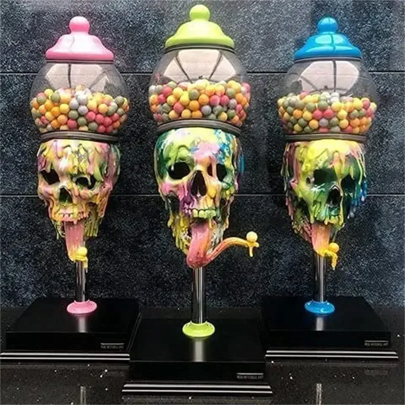 

Halloween Bubble Gum Machine Vending Machine Gumball Machine, Colorful Skull Candy Dispenser Halloween Desktop Ornament Gifts