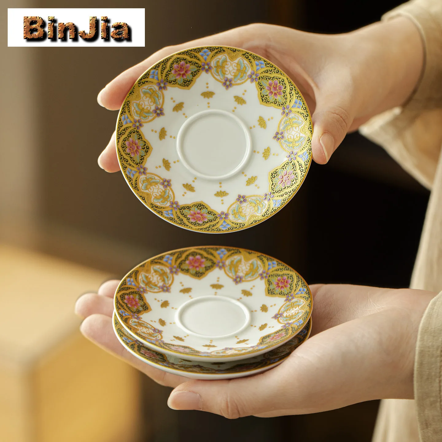 

2pc/lot Colour Enamels Coasters Traditional Non-slip Coasters For Coffee Cups Saucer Heat Insulation Placemats Cup Holder Teaset