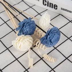 9PC Blue Chrysanthemum Flower Diffuser Refill Stick Home Decor Diy Rattan Reed Fragrance Aroma Artificial Floral Live Room Plant