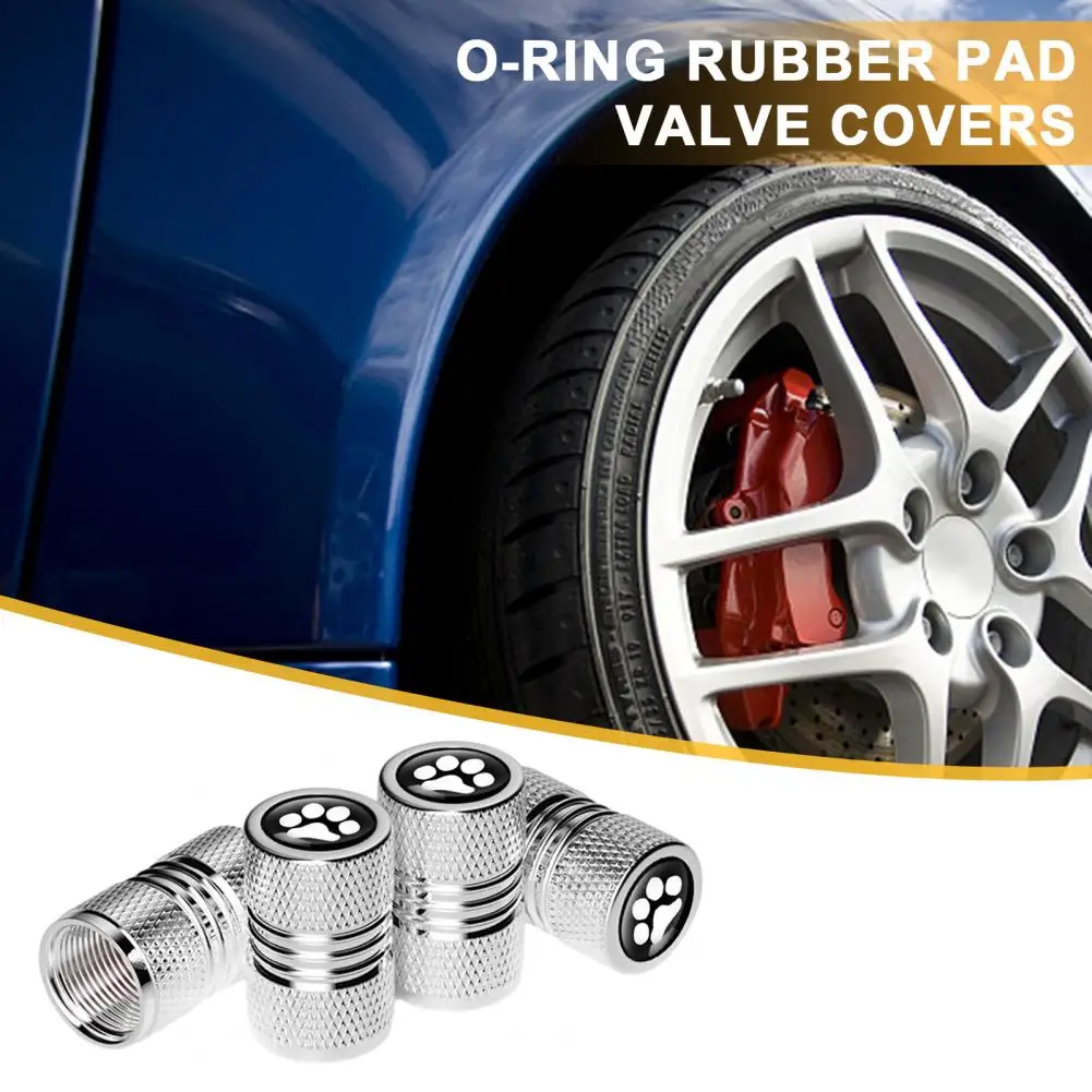 Leak-proof Tire Valve Hats Tire Valve Hats Set of 4 Dog Paw Pattern Aluminum Tire Valve Stem Caps Corrosion for Car for Wheels