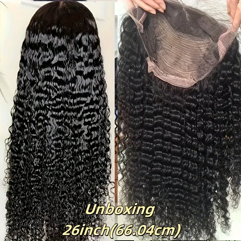 200% 13x4 deep Wave Lace Front Wigs Curly Wave Human Hair Wig Curly Lace Frontal Wig Wet And Wavy Lace Wig Natural Black