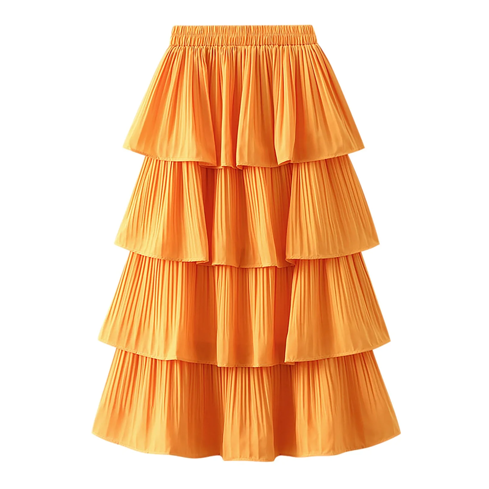 

Women Tiered Pleated Skirts Summer Elegant High Waist Cake Skirt Female Autumn Fashion Party Wedding Dress faldas para mujeres