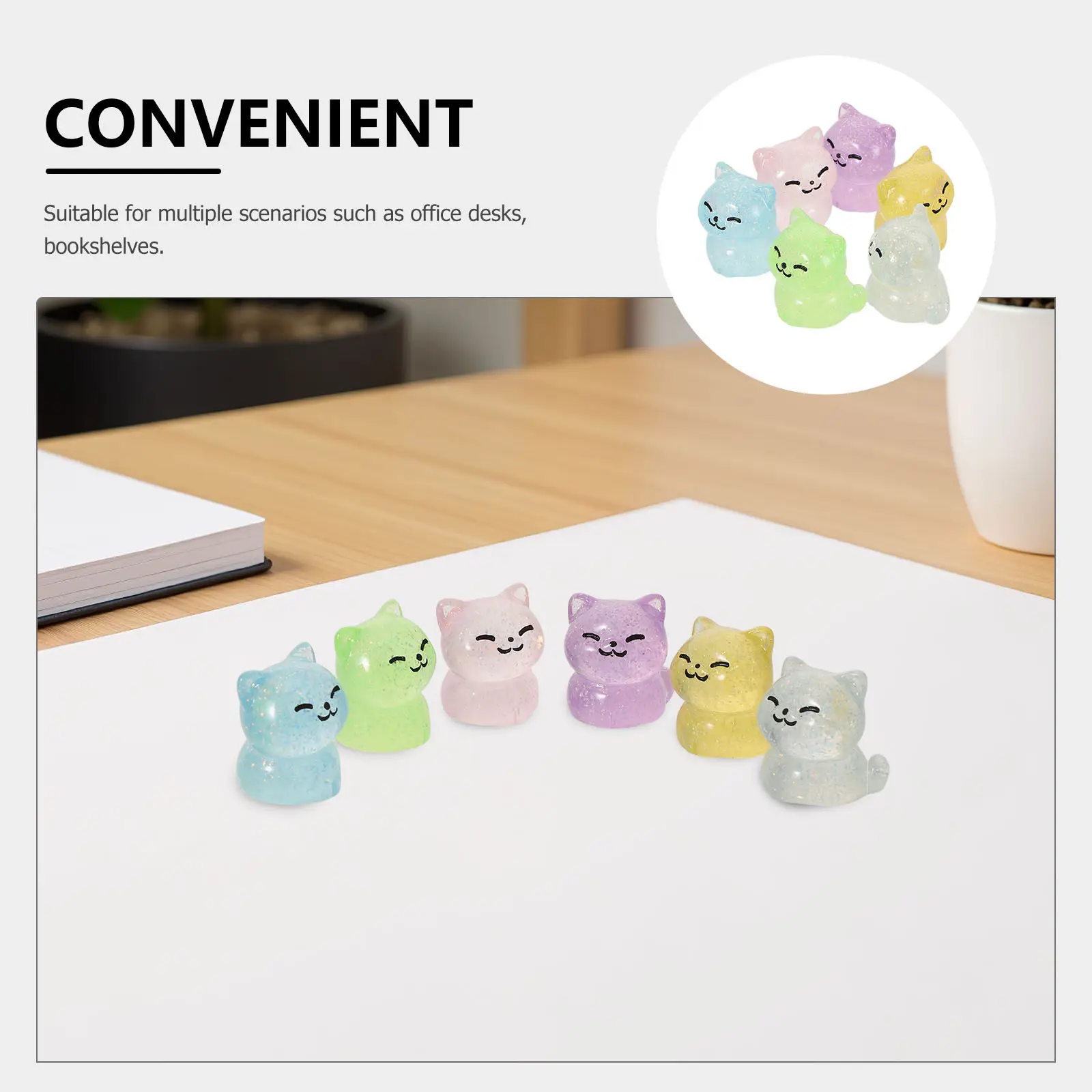 24Pcs Miniature Cat Sculptures Glitter Resin Landscape Decorations for Fairy Garden Desktop Bonsai Plant Pot Ornament