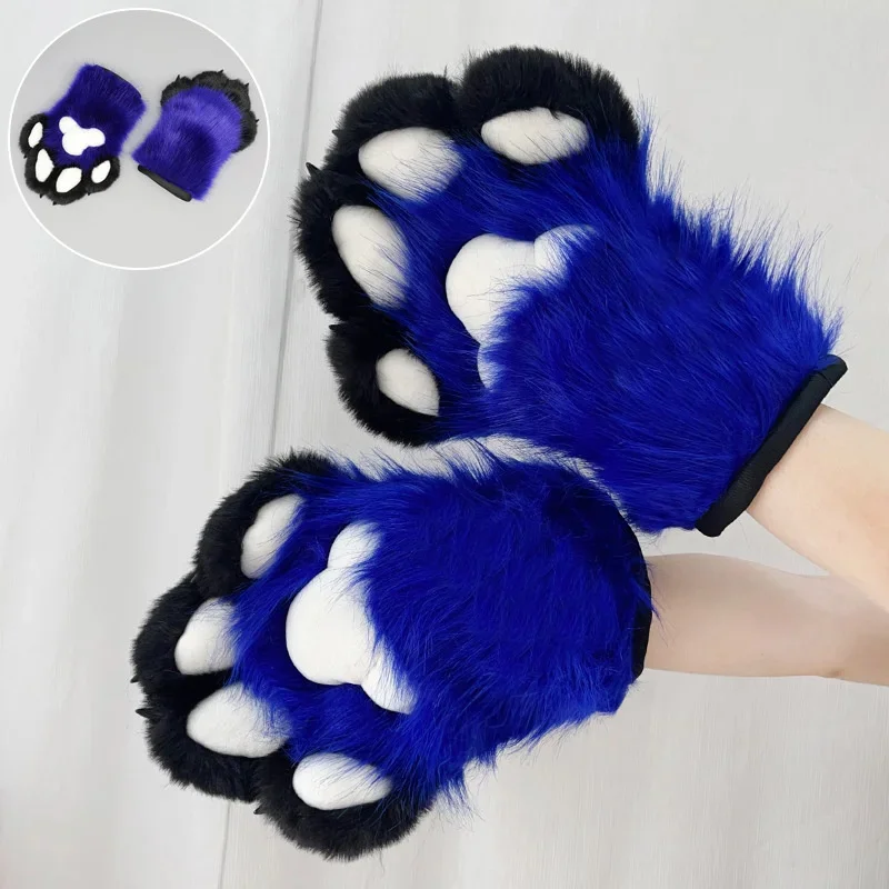 Anime Convention Performance Party Holiday Furry Canine Beast Paw Gloves Hand Paws Cosplay Cute Mittens, Fursuit Claw Props Gift view 4