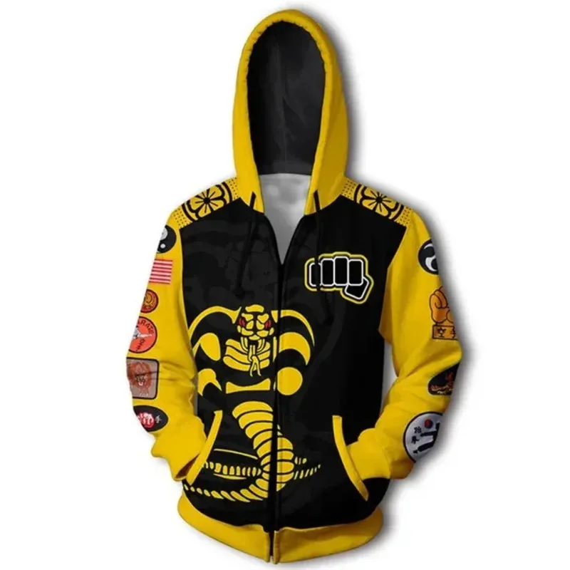 Nuovo film Cobra Kai Felpe con cappuccio Costume cosplay Karate Giacche per adulti Cosplay Felpe con cerniera Felpe uomo donna sportivo coataa