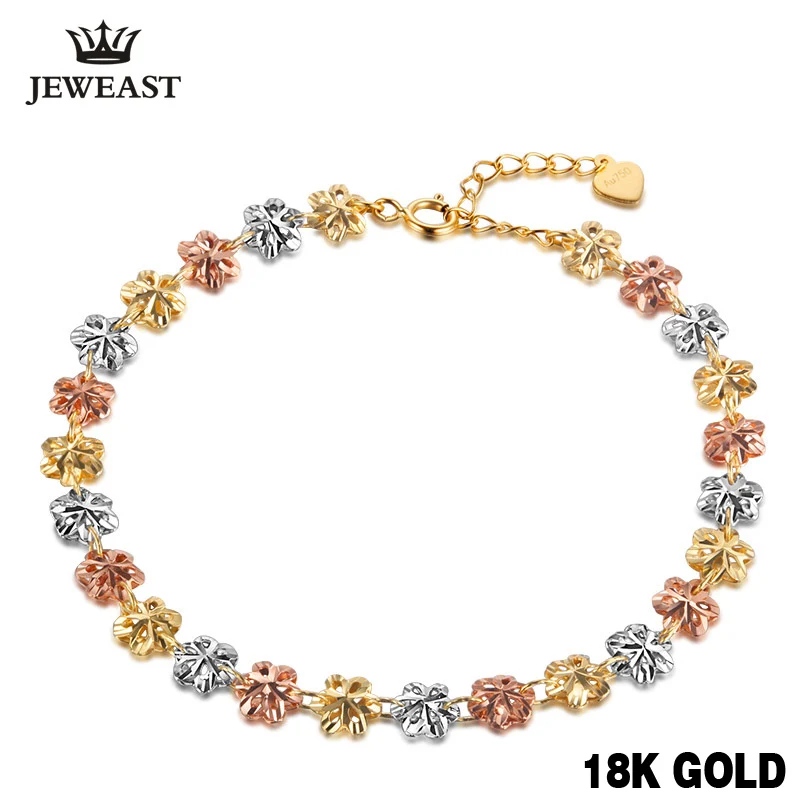 

18k Pure Gold Bracelet 750 Bangle Rose Fashion Cherry Classic Women Girl Hot Selling Party Chain & Link Bracelets Multi-tone