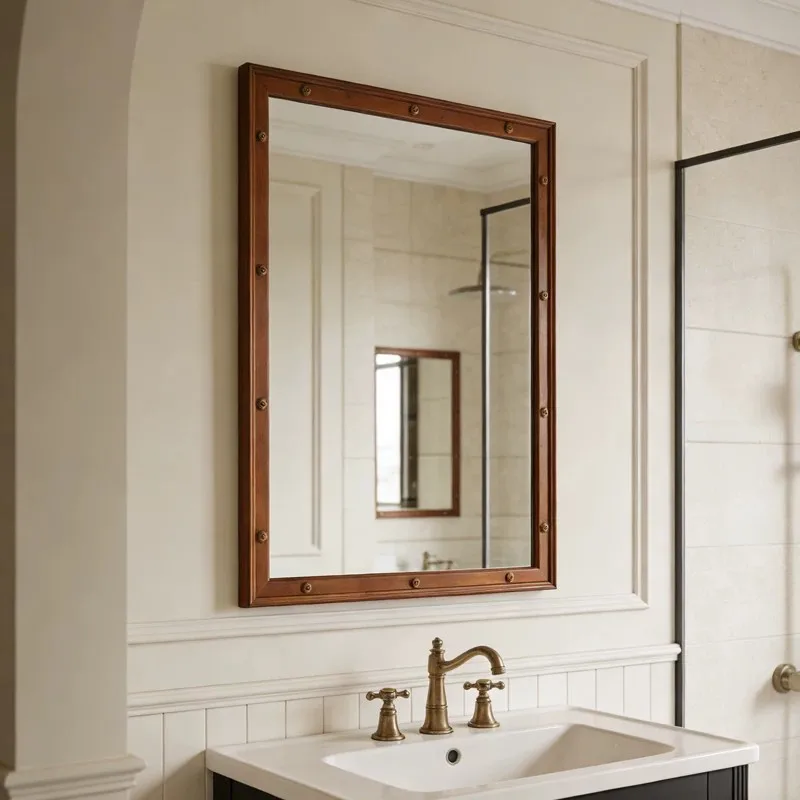 Vintage French Square Wall Mirror Mid Century Vanity Mirror Wall Mounted Decor Mirror Bedroom Bathroom Home Wall Art Decoration