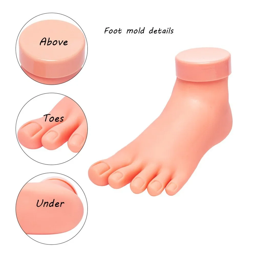 Nail Practice Foot Model Flexible Movable Silicone Prosthetic Soft Fake Hands for  Art Training Display  Manicure Tool