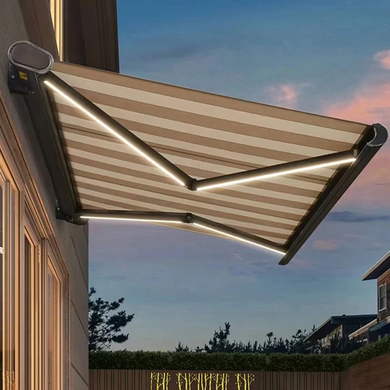 Electric Waterproof Full CassetteAluminum Alloy Frame Retractable Awning Articulated Arm Patio Awning for Gardens