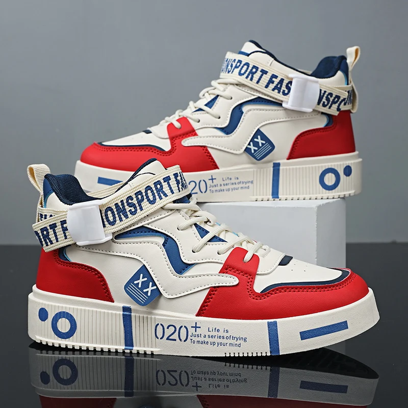 

Unisex Board Shoes Fashion High Top Leather Wear-resistant Anti Slip Walking Sports Shoes Student Casual Sneakers for Men Women