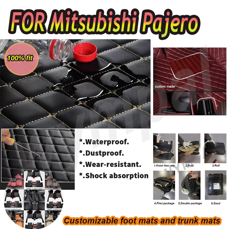 

Роскошные автомобильные коврики на заказ для Mitsubishi Pajero 2008 2009 2010 2011, роскошные кожаные автомобильные коврики