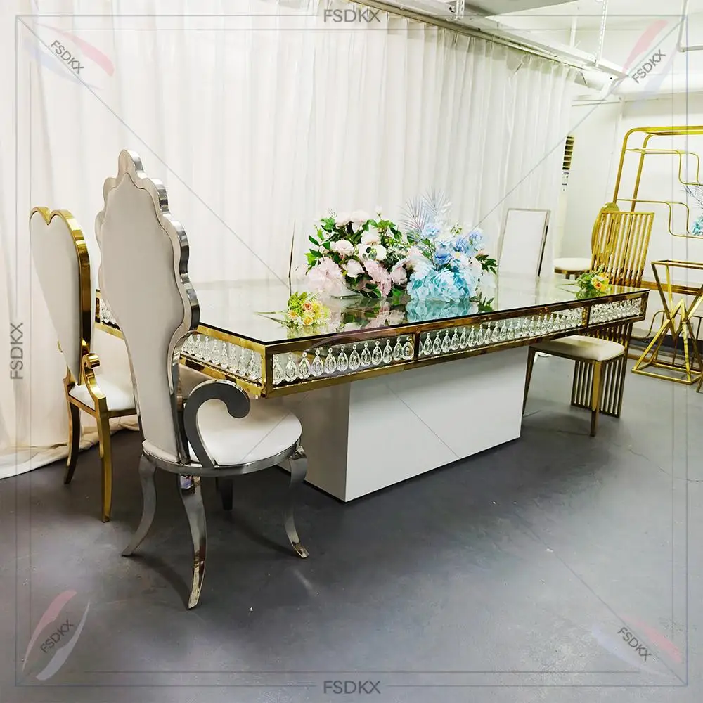 Chinese Supplier Bride And Groom Welcome Guests Stainless Steel Gold Round Mirror Table Wedding For Event