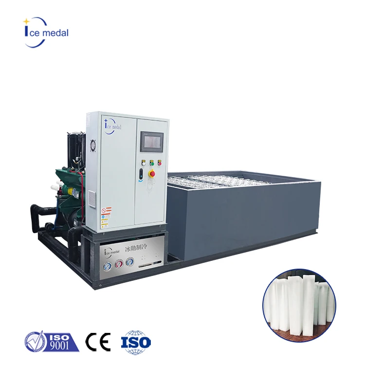 Large-Scale Industrial Direct Cooling Block Ice Machine 10000kg/24h High-Capacity Brine Block Ice Maker Energy-saving Motor Gear