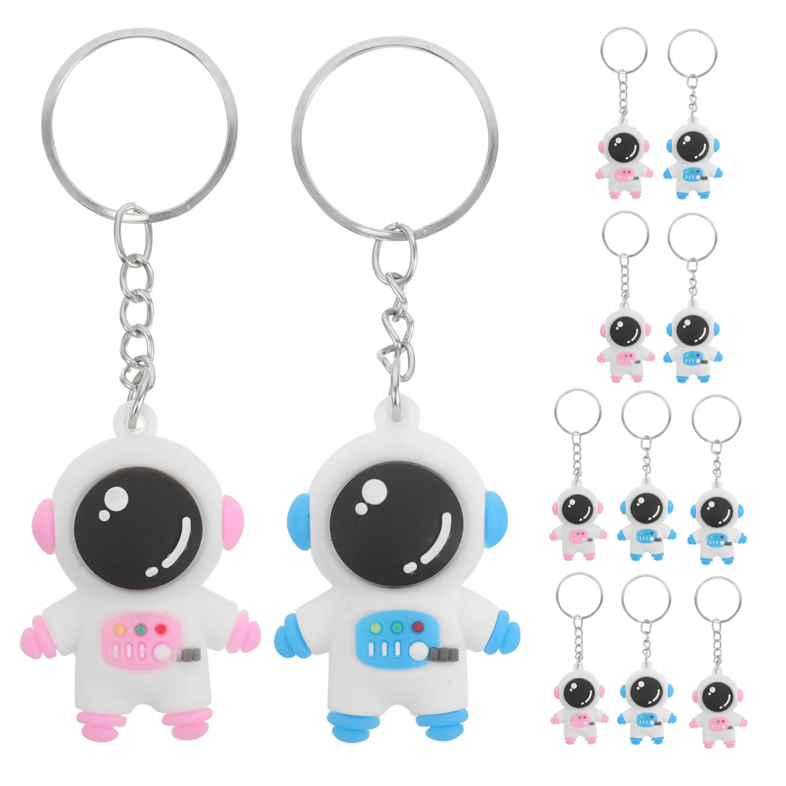 12Pcs Astronaut Keychains Cartoon PVC Space Decor Backpacks Key Rings Space Party Bag Fillers Party Favor Accessories