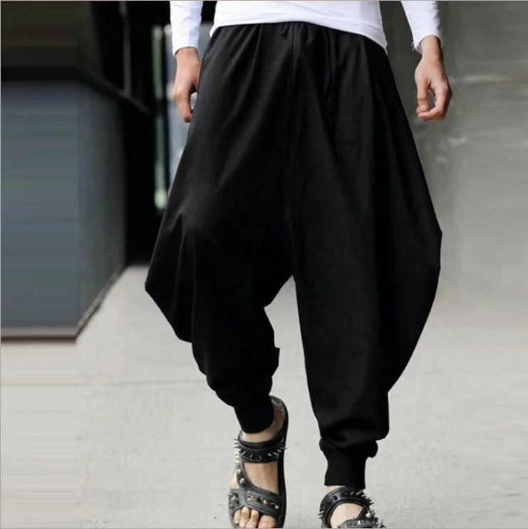 

Men's Cotton Linen Harem Pants Loose Baggy Gypsy Trousers Faionable Casual Long Pants mid Waist Spring Season Khaki Color
