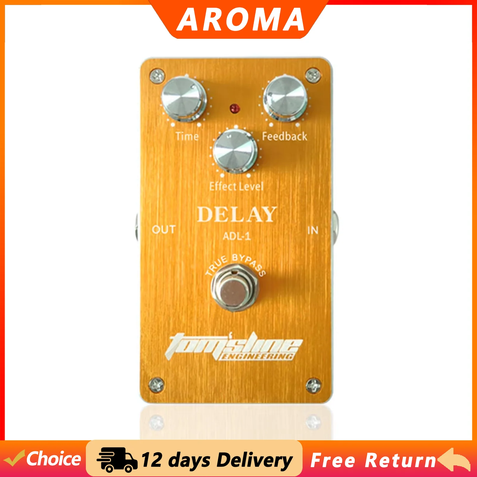 AROMA ADL-1 Electric Guitar Delay Effect Pedal True Bypass Aluminum Alloy Housing Effect Pedal Electric Guitar Parts Accessories