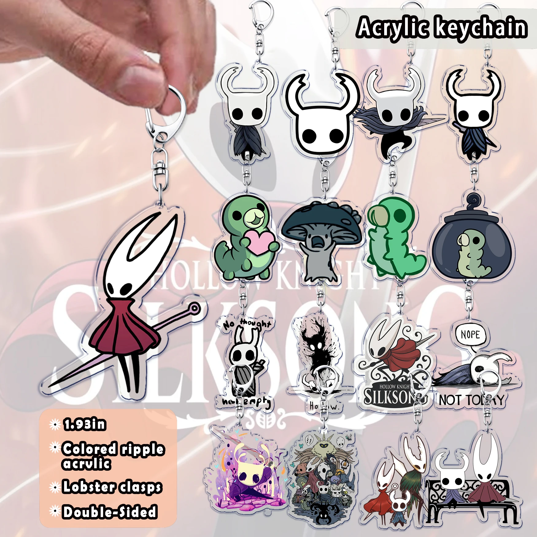 Popular Game Hollow Keychain Accessories Bag Charms Quirrel Little Ghost Knight Keyrings Womens Jewelry Fans Freinds Gift